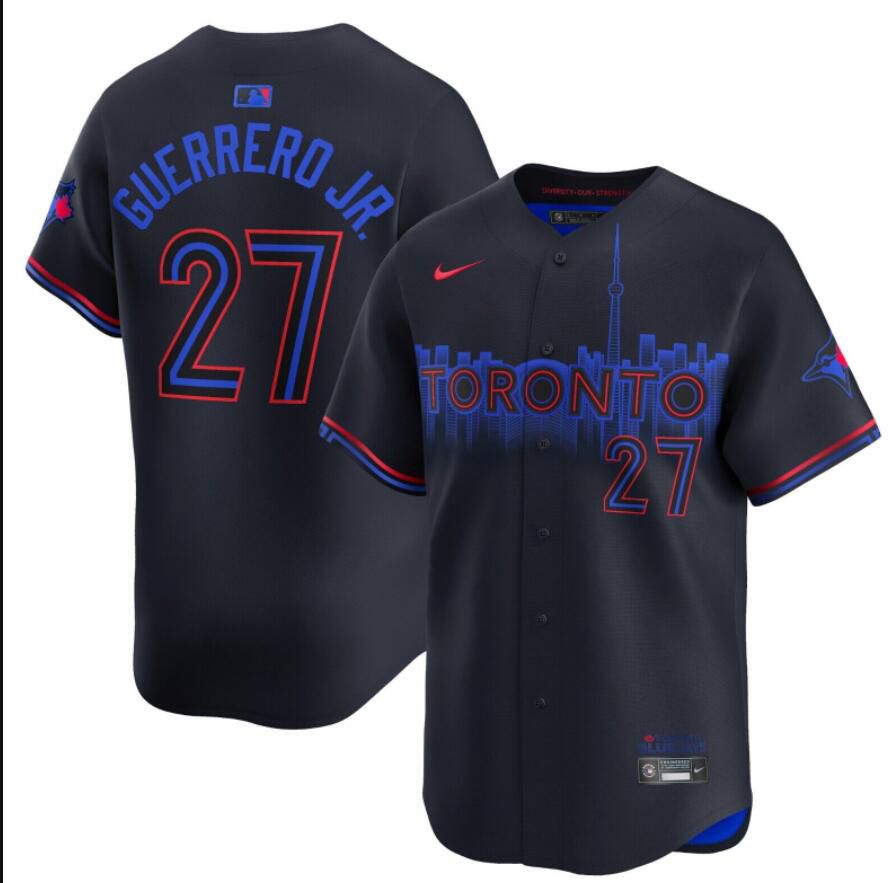 2024 Men Toronto Blue Jays #27 Vladimir Guerrero Jr. City Connect Nike Dri-FIT MLB Limited black Jersey-0